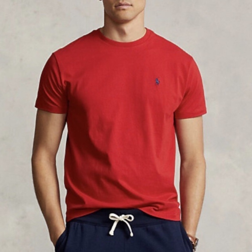 POLO RALPH LAUREN 
Jersey Crewneck Classic-Fit T-Shirt Red